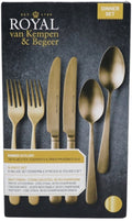 Royal van Kempen & Begeer bestek | Tafelbestek champagne voor 2 personen | 6-delige set | Bevat 2x tafellepel, 2x tafelvork en 2x tafelmes | Vork en lepel: 18/10-edelstaal | Mes: chroomstaal 13/10 | Matte uitvoering | Enkel handwas - afbeelding 1
