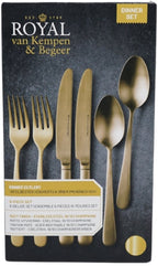 Royal van Kempen & Begeer bestek | Tafelbestek champagne voor 2 personen | 6-delige set | Bevat 2x tafellepel, 2x tafelvork en 2x tafelmes | Vork en lepel: 18/10-edelstaal | Mes: chroomstaal 13/10 | Matte uitvoering | Enkel handwas - afbeelding 1