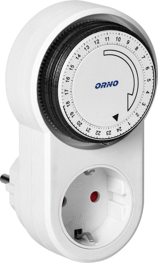 Tijdschakelaar voor binnen Doorvoerstekker 24 uur instelbaar met spanning van 230 V - Analoge timer schakelaar - Schakelklok stopcontact 24 uur instelbaar - Wit - afbeelding 1