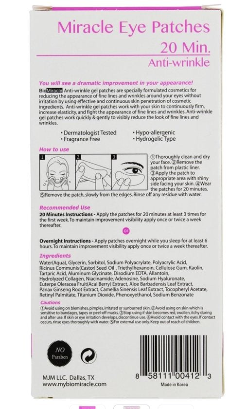 20 Minute BioMiracle Eye Patches 10 Patch(s) Oogmasker - afbeelding 2