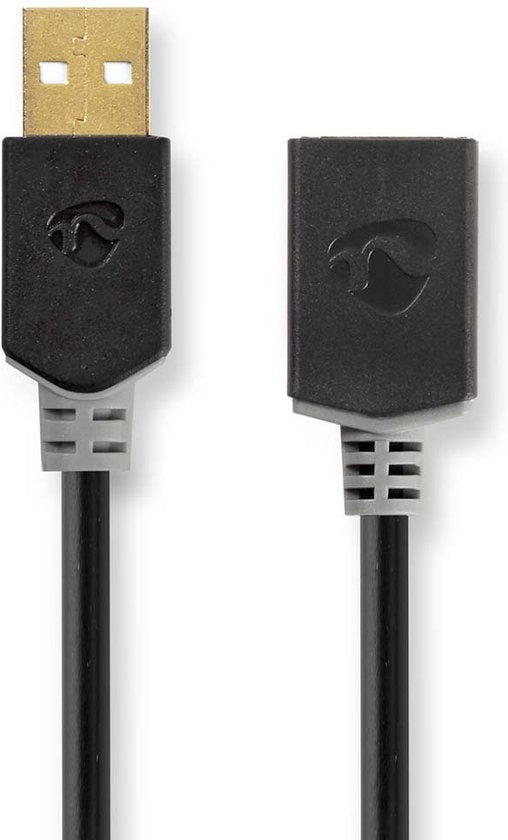 Nedis USB-Kabel - USB - USB-A Male - USB-A Female - Verguld - m - Rond - PVC - Antraciet - Doos - afbeelding 16