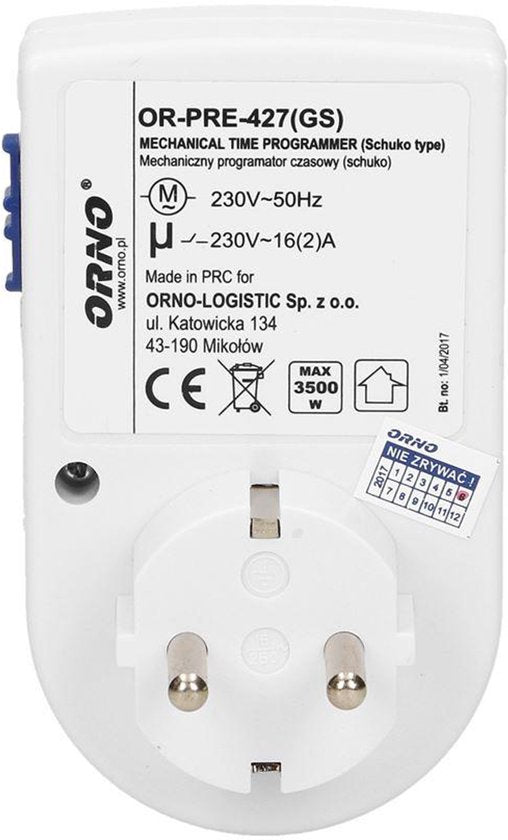 Orno - Mechanical Timer - 24 uur - 3500W - 230V - afbeelding 4