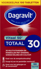 Dagravit Totaal 30 Vitaal 50+ Multivitaminen voordeelverpakking - Vitamine B1, B2, B3, B5, B6, B12 en koper dragen bij aan een goede energiehuishouding - 100 tabletten - afbeelding 19