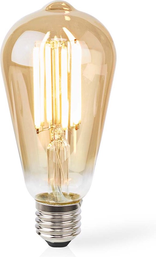 Nedis SmartLife LED Filamentlamp - Wi-Fi - E27 - 806 lm - 7 W - Warm Wit - 1800 - 3000 - Glas - Android / IOS - ST64 - 1 Stuks - afbeelding 1