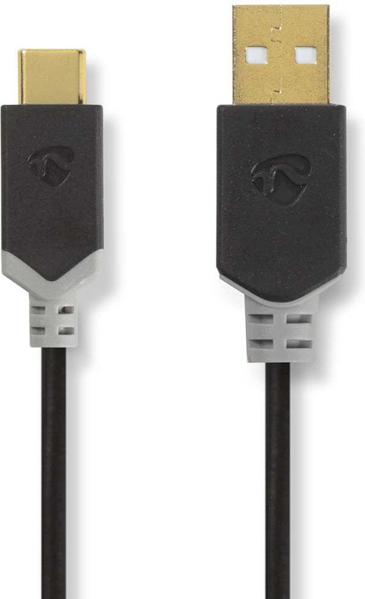 Kabel USB 2.0 | Type-C male - A male | 1,0 m | Antraciet - afbeelding 5