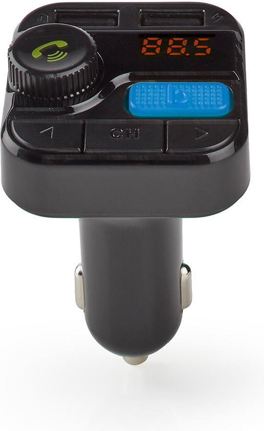 FM-Audiotransmitter voor Auto - Gefixeerd - Handsfree bellen - 0.8 " - LED-Scherm - Bluetooth - 5.0 V DC / 1.0 A / 5.0 V DC / 2.4 A - Bass boost - Google Assistant / Siri - Zwart - afbeelding 1
