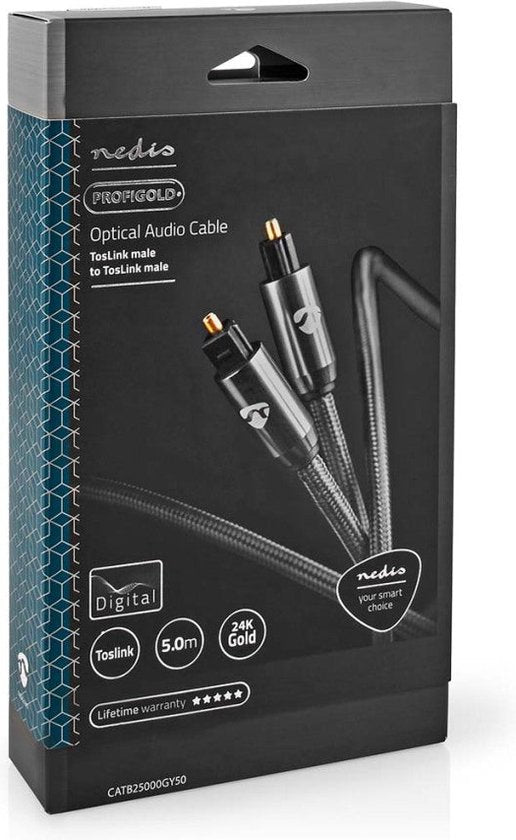 Nedis Digitale Audiokabel | TosLink Male - TosLink Male | Gun Metal Grey | Gevlochten Kabel - afbeelding 34