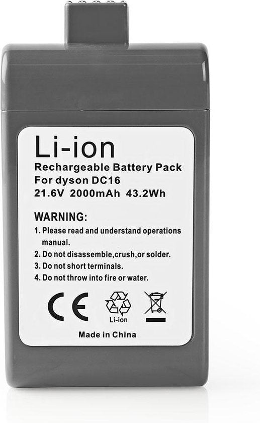 Nedis Stofzuigeraccu - Geschikt voor: Dyson DC16 - Li-Ion - 21.6 V DC - 2000 mAh - 43.2 Wh - afbeelding 10