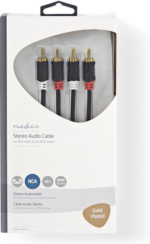 Nedis Stereo-Audiokabel - 2x RCA Male - 2x RCA Male - m - Rond - Doos - afbeelding 38