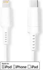 Nedis Lightning Kabel - USB 2.0 - Apple Lightning 8-Pins - USB-C Male - 480 Mbps - Vernikkeld - 1.00 m - Rond - PVC - Wit - Doos - afbeelding 2
