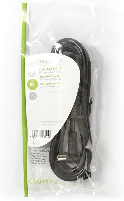 Nedis CoaxCbl 120dB IEC (Coax) M-IEC (Coax) F WH - afbeelding 13
