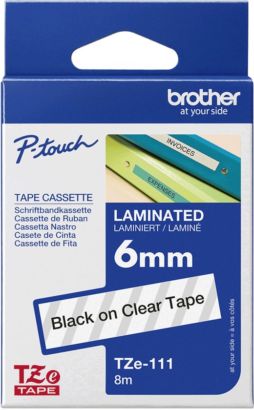 TZ-111 6mm - black on transparant - laminated (8m) - afbeelding 5
