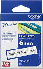 TZ-111 6mm - black on transparant - laminated (8m) - afbeelding 5