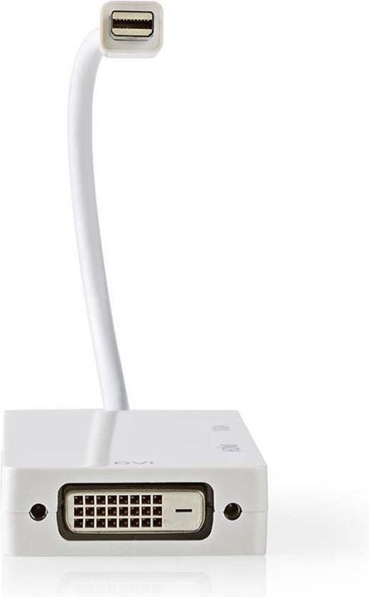 Nedis Mini DisplayPort-Kabel - DisplayPort 1.2 - Mini-DisplayPort Male - DVI-D 24+1-Pins Female / HDMI Input / VGA Female 15p - 21.6 Gbps - Vernikkeld - 0.20 m - Rond - PVC - Wit - Polybag - afbeelding 5