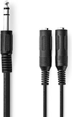 Nedis Stereo-Audiokabel - 6,35 mm Male - 2x 6,35 mm Female - Vernikkeld - 0.20 m - Rond - Zwart - Envelop - afbeelding 1