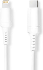 Nedis Lightning Kabel - USB 2.0 - Apple Lightning 8-Pins - USB-C Male - 480 Mbps - Vernikkeld - 1.00 m - Rond - PVC - Wit - Doos - afbeelding 3