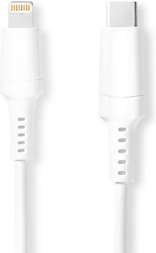 Nedis Lightning Kabel - USB 2.0 - Apple Lightning 8-Pins - USB-C Male - 480 Mbps - Vernikkeld - 1.00 m - Rond - PVC - Wit - Doos - afbeelding 3