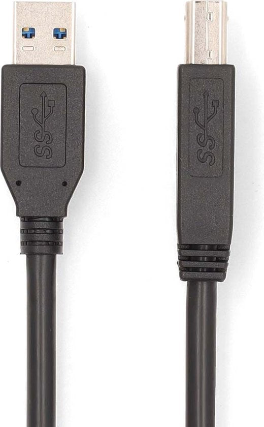 Nedis USB-Kabel - USB 3.2 Gen 1 - USB-A Male - USB-B Male - 5 Gbps - Vernikkeld - 2.00 m - Rond - PVC - Zwart - Doos - afbeelding 3
