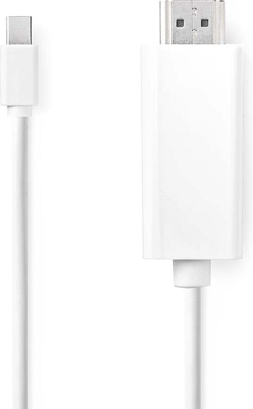 Nedis Mini DisplayPort-Kabel - DisplayPort 1.2 - Mini-DisplayPort Male - HDMI Connector - 21.6 Gbps - Vernikkeld - 2.00 m - Rond - PVC - Wit - Doos - afbeelding 2