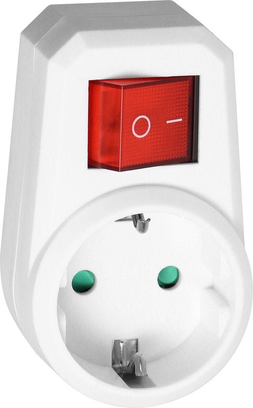 Doorvoerstekker met schakelaar - 2x - Schuko - splitter - verdeelstekker - Wit Wit - 813351 — EAN 5908254813351