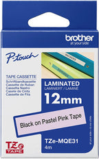 Labeltape pastel Brother TZe, TZ TZe-MQE31 Tapekleur: Pastelroze Tekstkleur:Zwart 12 mm 4 m - afbeelding 2
