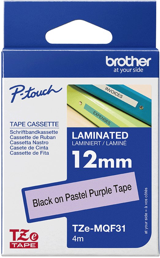 Labeltape pastel Brother TZe, TZ TZe-MQF31 Tapekleur: Pastellila Tekstkleur:Zwart 12 mm 4 m - afbeelding 2