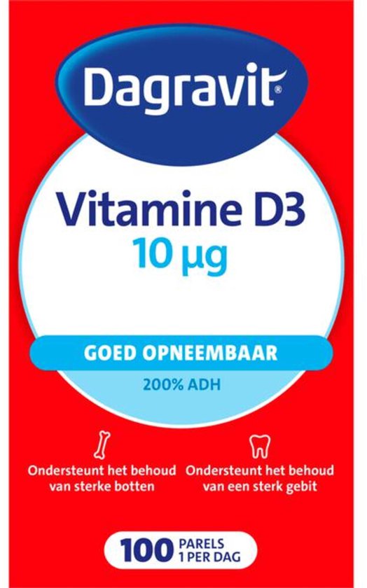 Dagravit Vitamine D Parels 10 µg - 2 x 100 capsules - Voordeelverpakking - afbeelding 1