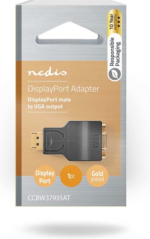 Nedis DisplayPort-Adapter - DisplayPort Male - VGA Female 15p - 1080p - Verguld - Recht - Rond - ABS - Antraciet - Doos - afbeelding 8