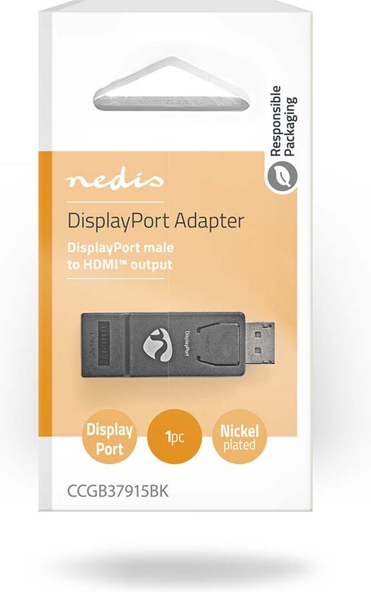 Nedis DisplayPort-Adapter - DisplayPort Male - HDMI Output - 1080p@60Hz - Vernikkeld - Recht - Rond - ABS - ABS - Zwart - Doos - afbeelding 8
