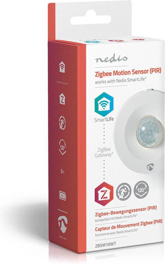 Nedis SmartLife Bewegingssensor - Zigbee 3.0 - Batterij Gevoed - IP20 - Detectiehoek: 120 ° - Detectiebereik: 5 m - Max. batterijduur: 12 Maanden - Wit - afbeelding 16
