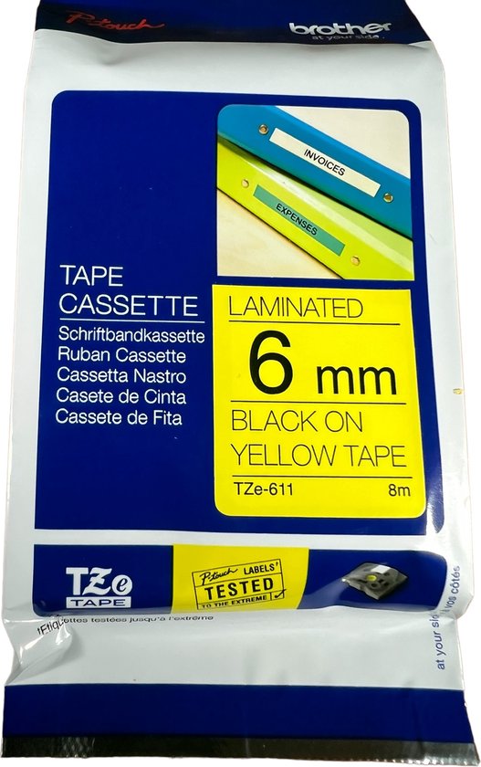 Brother TZE611 labelprinter-tape - afbeelding 1