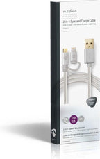 Nedis 2-in-1-Kabel - USB 2.0 - USB-A Male - Apple Lightning 8-Pins / USB Micro-B Male - 480 Mbps - 2.00 m - Verguld - Rond - Gevlochten - Aluminium - Cover Window Box - afbeelding 11