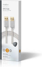 Nedis USB-Kabel - USB 2.0 - USB-A Male - USB-A Male - 10 W - 480 Mbps - Verguld - 2.00 m - Rond - Gevlochten / Nylon - Aluminium - Cover Window Box - afbeelding 6