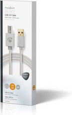 Nedis USB-Kabel - USB 2.0 - USB-A Male - USB-B Male - 10 W - 480 Mbps - Verguld - 2.00 m - Rond - Gevlochten / Nylon - Aluminium - Cover Window Box - afbeelding 7