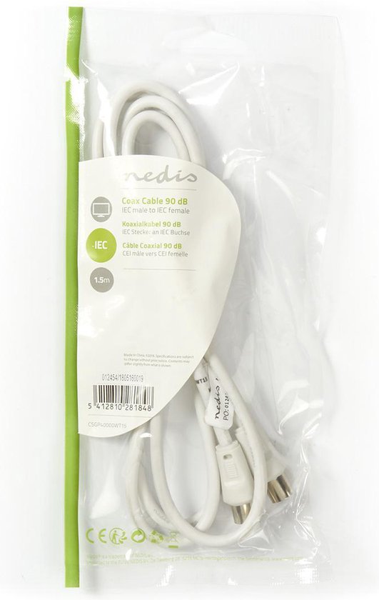 Nedis Coaxkabel 90 dB IEC (Coax) M-IEC (Coax) F WH - afbeelding 26