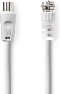 Nedis Satelliet- en Antennekabel - F-Male - IEC (Coax) Male - Vernikkeld - 50 dB - 75 Ohm - Dubbel Afgeschermd - 5.00 m - Rond - PVC - Wit - Envelop - afbeelding 1