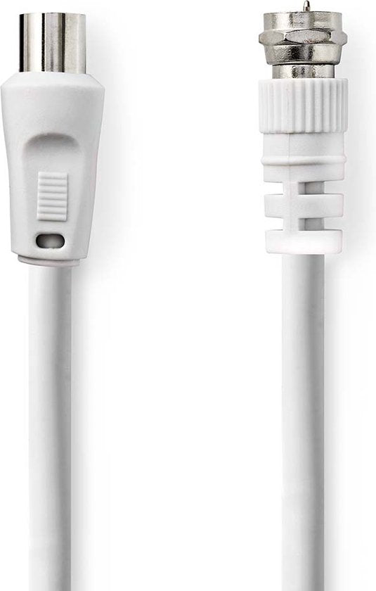 Nedis Satelliet- en Antennekabel - F-Male - IEC (Coax) Male - Vernikkeld - 50 dB - 75 Ohm - Dubbel Afgeschermd - 5.00 m - Rond - PVC - Wit - Envelop - afbeelding 1