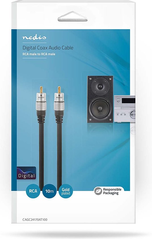 Nedis Digitale Audiokabel - RCA Male - RCA Male - Verguld - m - Rond - PVC - Antraciet - Doos - afbeelding 18