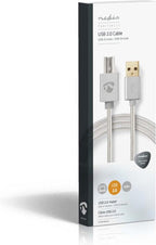 Nedis USB-Kabel - USB 2.0 - USB-A Male - USB-B Male - 10 W - 480 Mbps - Verguld - 2.00 m - Rond - Gevlochten / Nylon - Aluminium - Cover Window Box - afbeelding 11