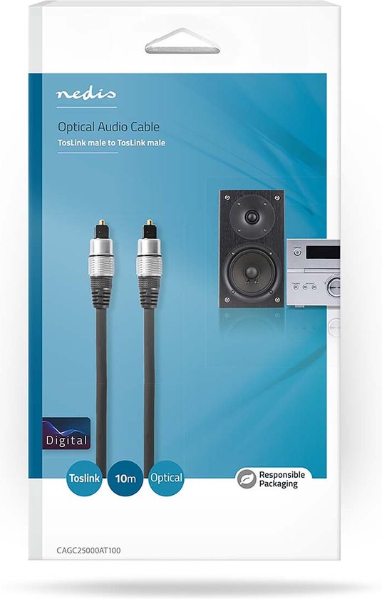 Nedis Optische Audiokabel - TosLink Male - TosLink Male - m - Rond - PVC - Antraciet - Doos - afbeelding 3