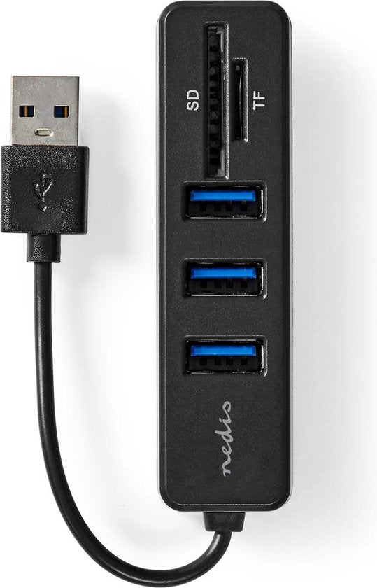 Nedis USB-Hub - 1x USB-A - 3x USB A Female - 5-Poorts poort(en) - USB 2.0 - USB Gevoed - SD & MicroSD - afbeelding 2