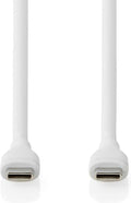 Nedis USB-Kabel - USB 2.0 - USB-C Male - USB-C Male - 60 W - 480 Mbps - Vernikkeld - 1.50 m - Rond - Silicone - Wit - Doos - afbeelding 1