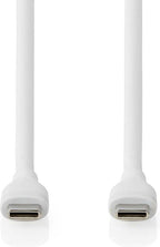Nedis USB-Kabel - USB 2.0 - USB-C Male - USB-C Male - 60 W - 480 Mbps - Vernikkeld - 1.50 m - Rond - Silicone - Wit - Doos - afbeelding 1
