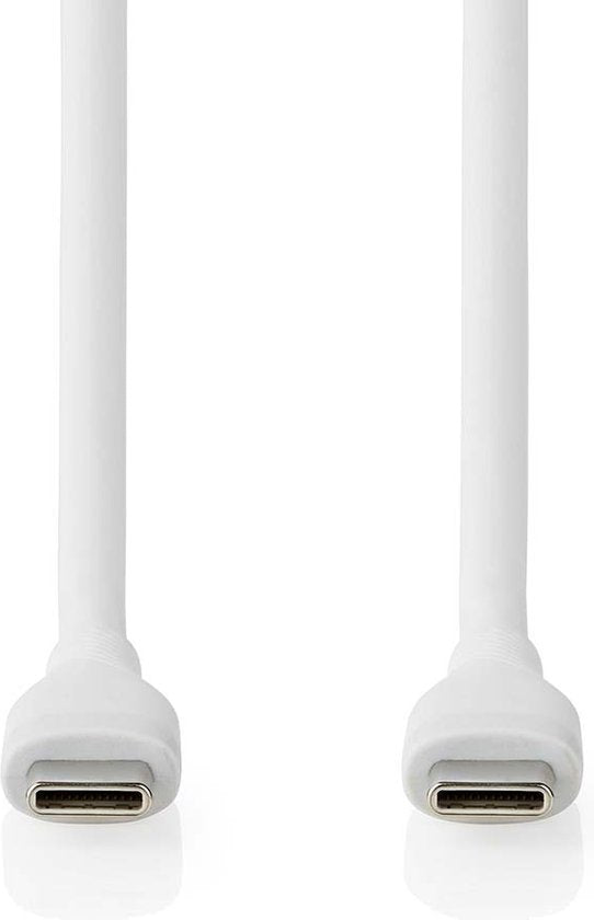 Nedis USB-Kabel - USB 2.0 - USB-C Male - USB-C Male - 60 W - 480 Mbps - Vernikkeld - 1.50 m - Rond - Silicone - Wit - Doos - afbeelding 1