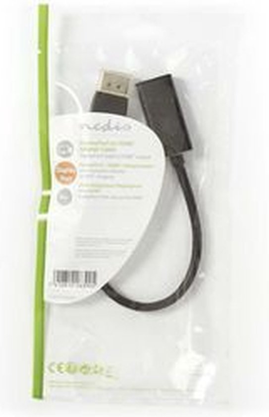 Nedis DisplayPort-Kabel - DisplayPort Male - HDMI Output - 1080p - Vernikkeld - 0.20 m - Rond - PVC - Zwart - Envelop - afbeelding 5