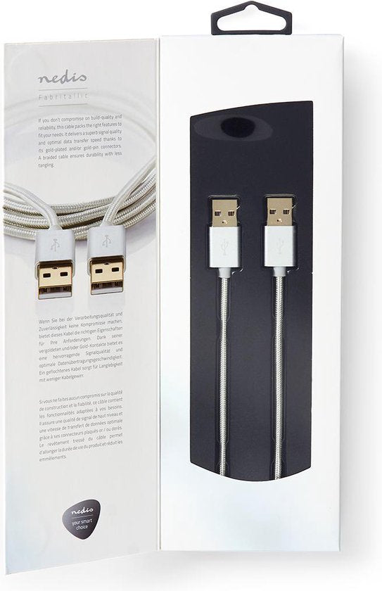 Nedis USB-Kabel - USB 2.0 - USB-A Male - USB-A Male - 10 W - 480 Mbps - Verguld - 2.00 m - Rond - Gevlochten / Nylon - Aluminium - Cover Window Box - afbeelding 5