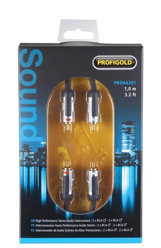 Profigold PROA4201 Stereo-audiokabel 2x RCA male - male 1,00 m zwart - afbeelding 4
