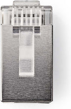 RJ45-Connector - Male - Stranded STP CAT6 - Recht - Verguld - 10 Stuks - PVC - Transparant - Polybag - afbeelding 1