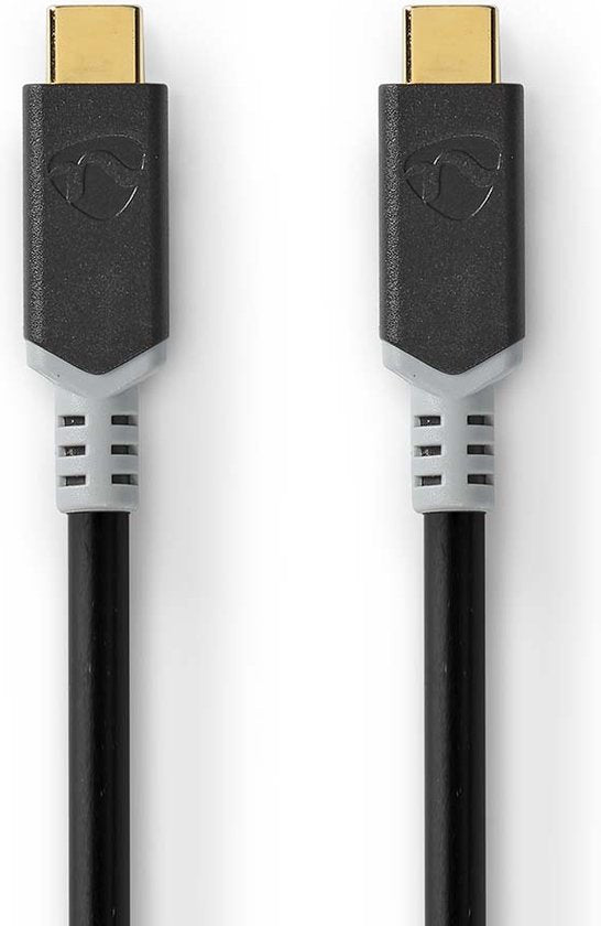 Nedis USB-Kabel - USB 3.2 Gen 2x2 - USB-C Male - USB-C Male - 100 W - 4K@60Hz - 20 Gbps - Verguld - 2.00 m - Rond - PVC - Antraciet - Doos - afbeelding 3