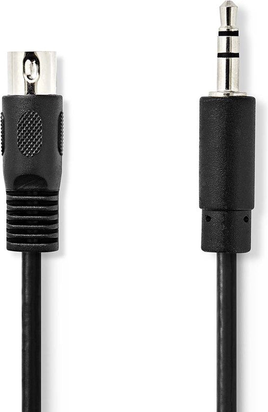 Nedis DIN-Audiokabel - DIN 5-Pins Male - 3,5 mm Male - Vernikkeld - 1.00 m - Rond - PVC - Zwart - Envelop - afbeelding 2